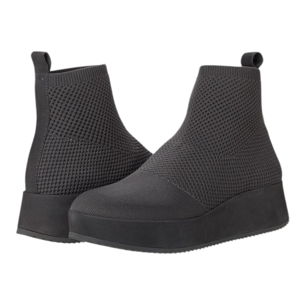 Eileen Fisher NWOB Mars Stretch Knit Bootie Size 7.5 Graphite Gray Slip-On Wedge